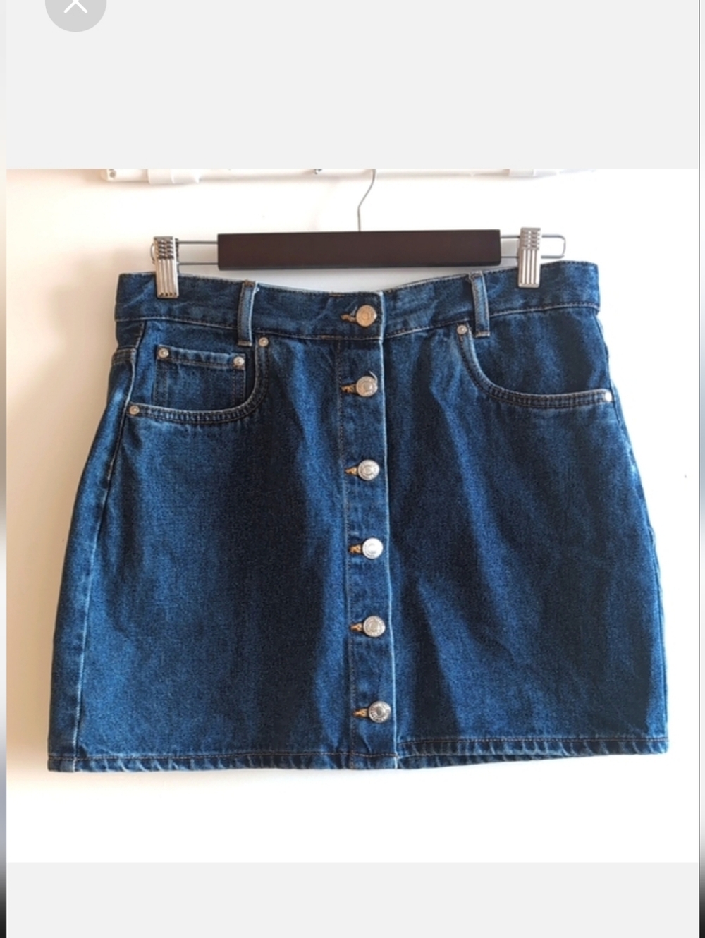 Pull&Bear Dark Blue Button-Front Denim Skirt sz Large